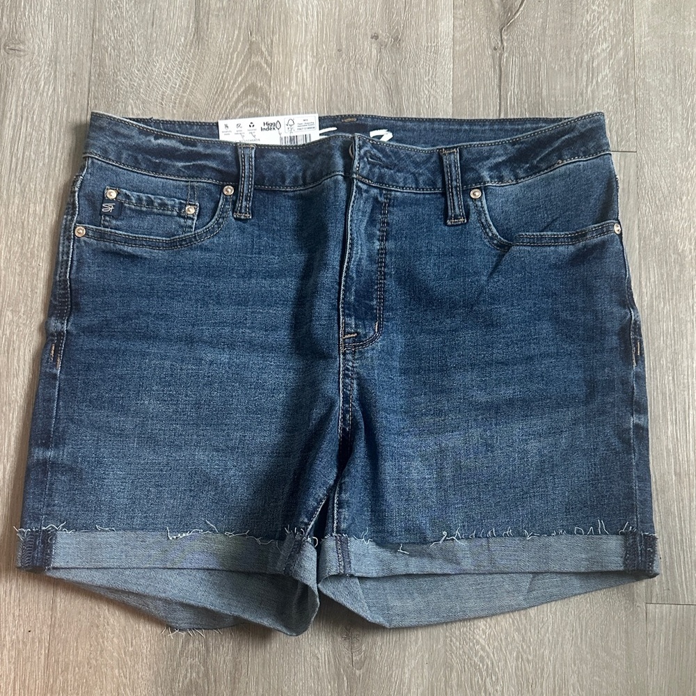 Seven7 Dark Blue Rolled Hem Denim Shorts